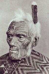 Maori-Krieger mit Moko-Gesicht